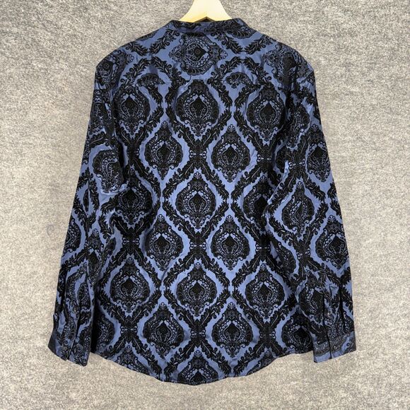 INC International Concepts Shirt XL Blue Geometric Button Up Long Sleeve - Picture 2 of 7